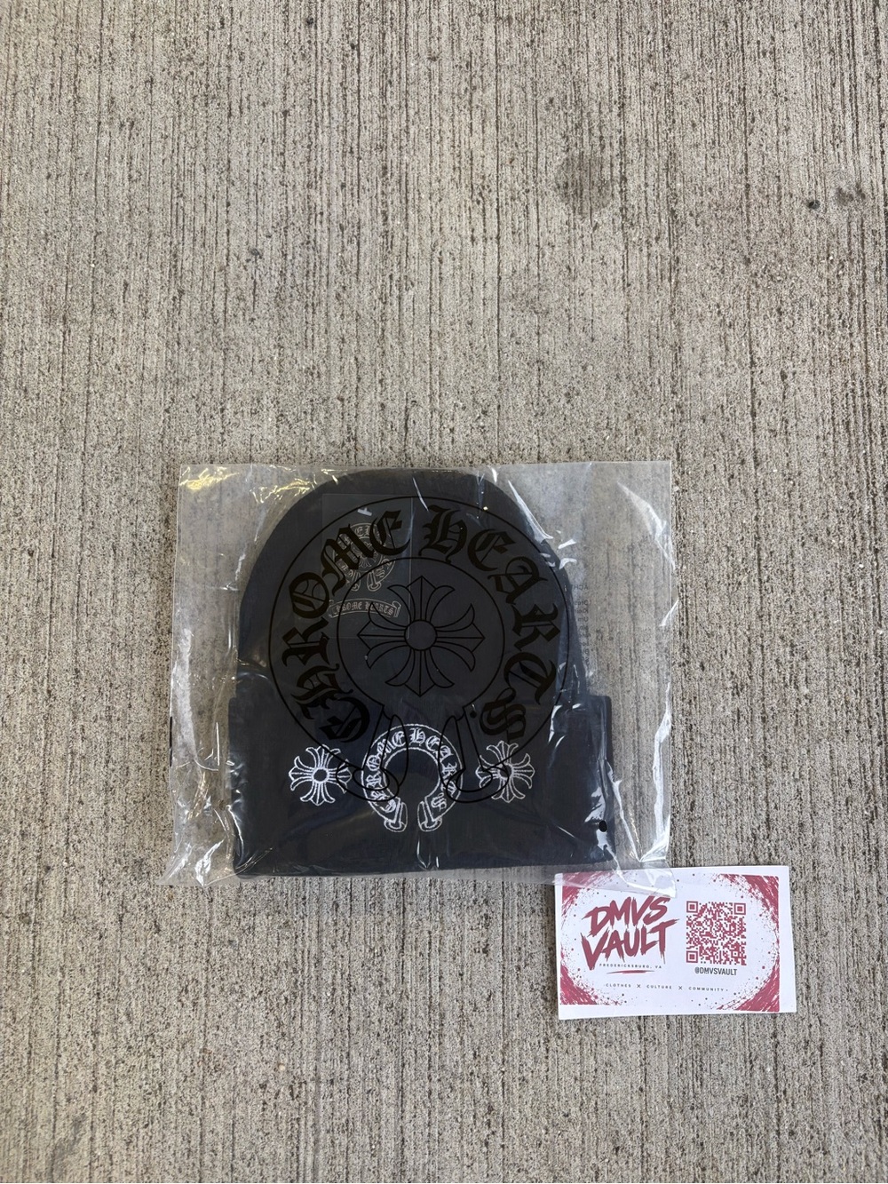 Chrome Hearts Black Knit Beanie with Signature Cross Logo